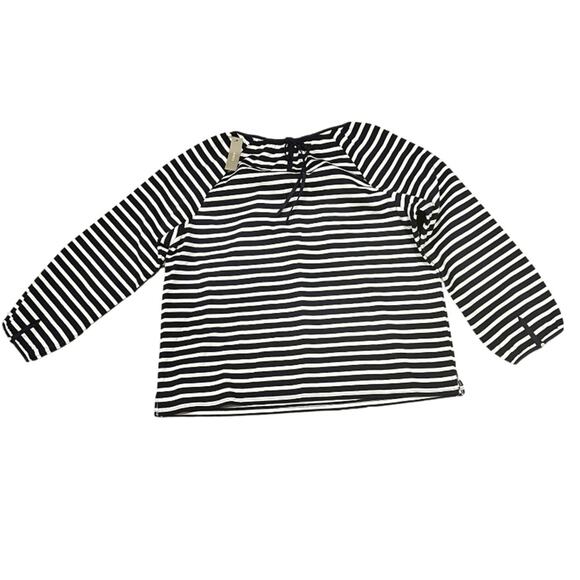 J. Crew Structured Stripe Keyhole Peasant Top in Navy Stripe Size XL NWT - Picture 5 of 8